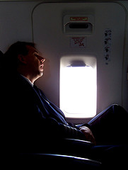 Pilot sleeping in the airplane