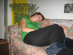 Lady sleeping on the sofa